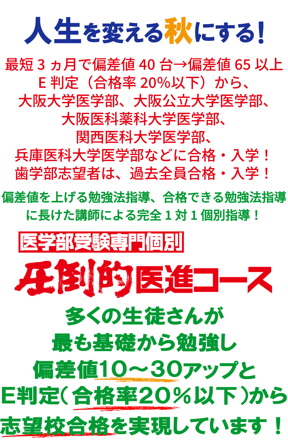 圧倒的成績向上を目指します。