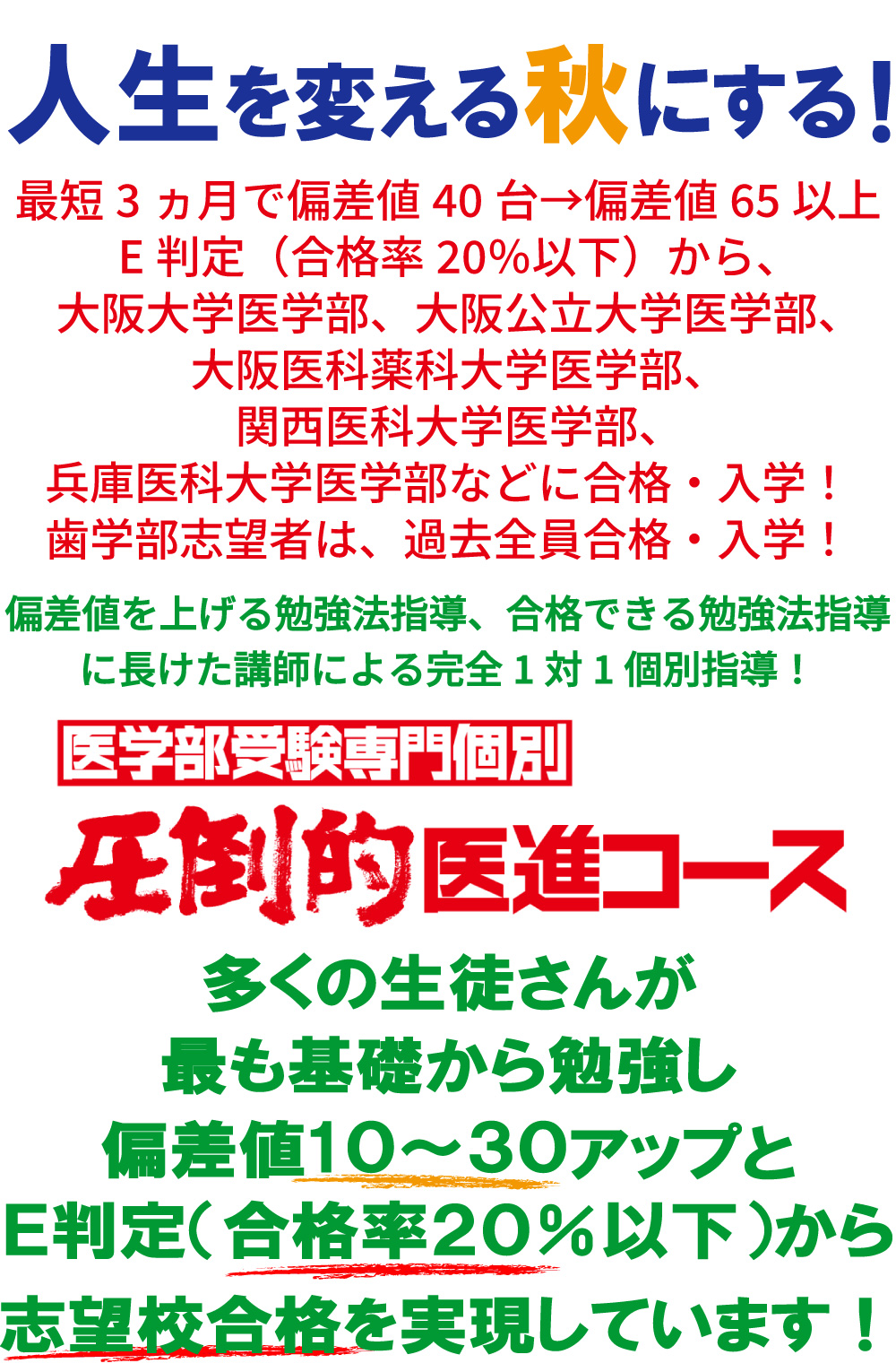 圧倒的成績向上を目指します。
