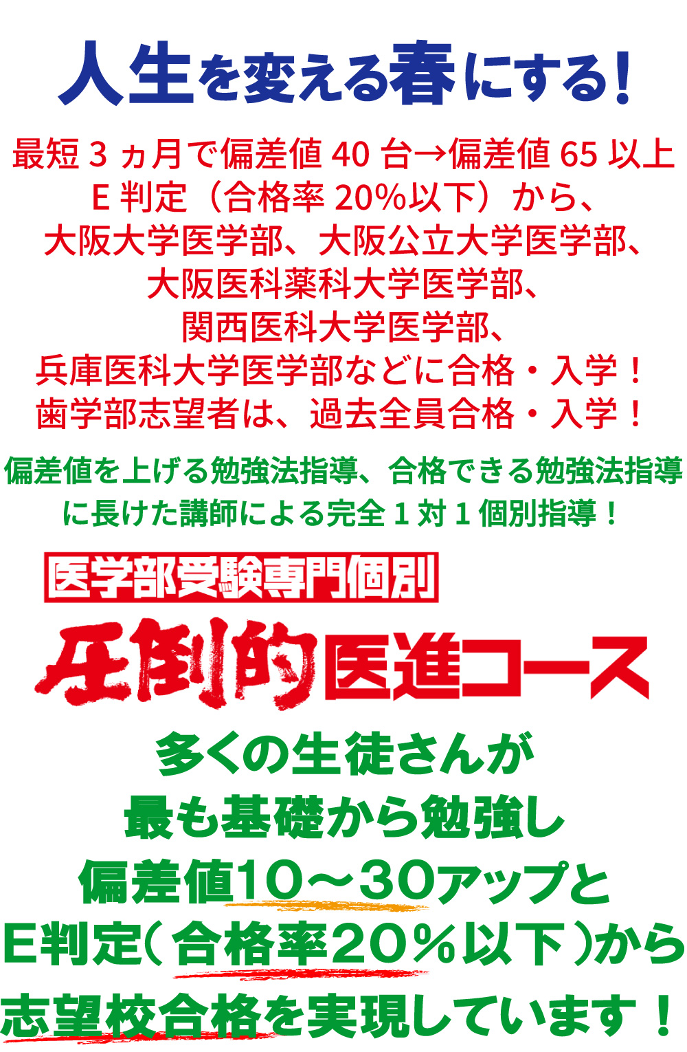 圧倒的成績向上を目指します。