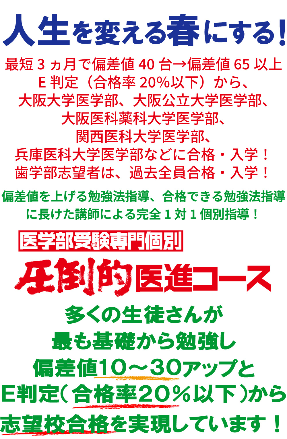 圧倒的成績向上を目指します。